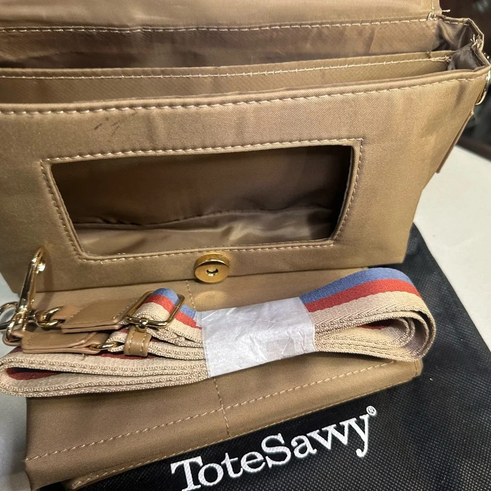NEW ToteSavvy Brown Baby Bag with Wipe Dispenser and Crossbody Strap