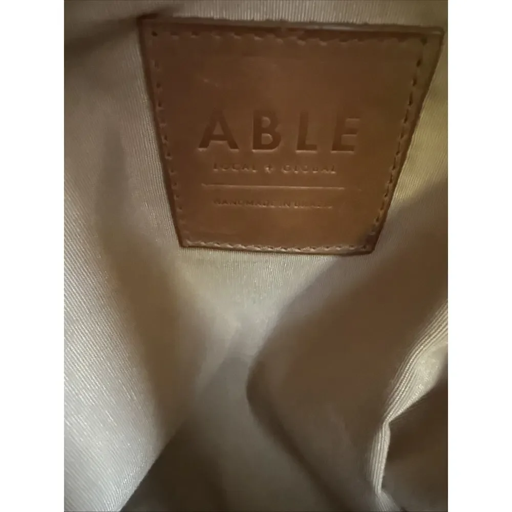 Able Alem Small Leather Backpack Camel Distressed
