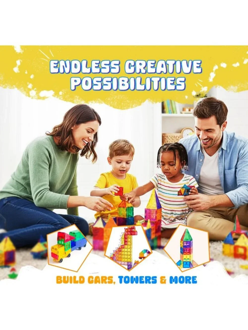 120 PCS Magnetic Building Tiles Set - STEM Educational Toy for Kids Ages 3-12