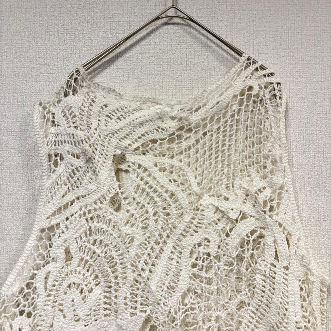 Amazing atmosphere ✨ H&M Crochet Knit Design Top Layering White