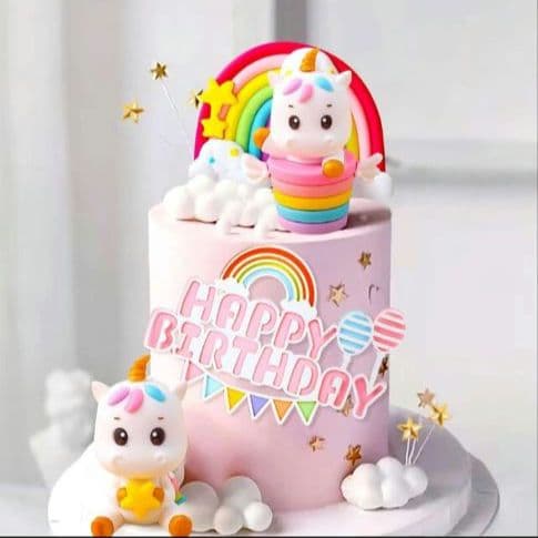Unicorn Cake Topper Rainbow Birthday Decoration Set for Anniversaries