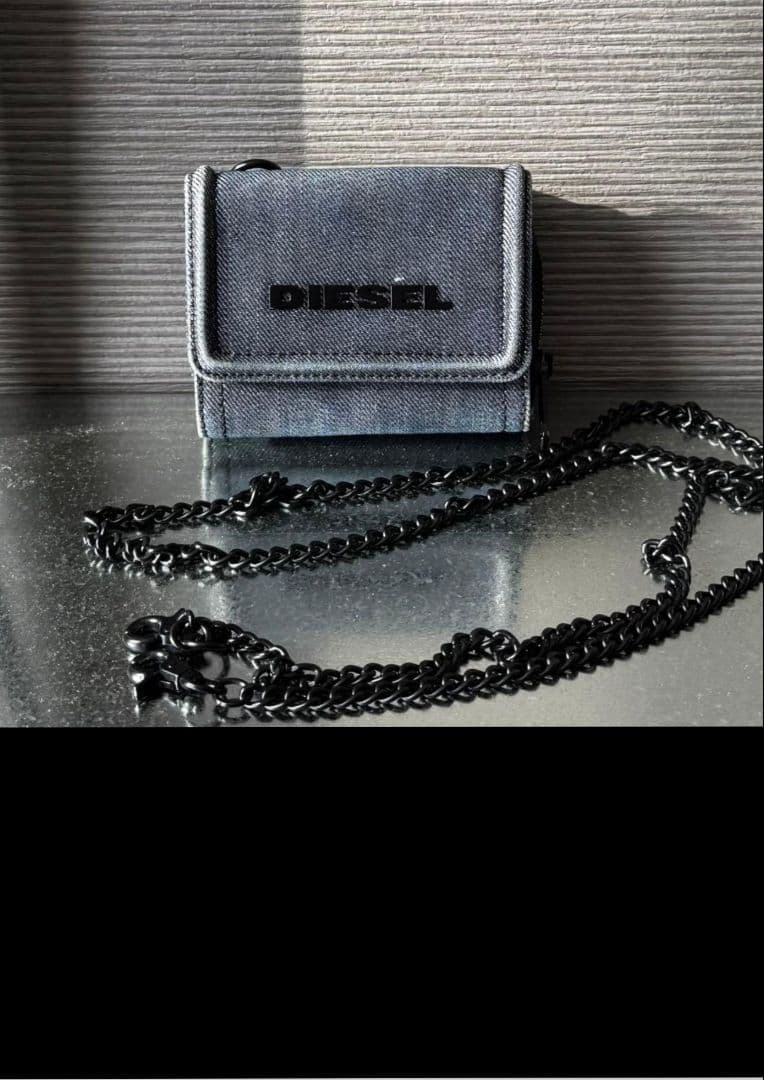 DIESEL Diesel Folding Wallet Denim Chain Shoulder Au